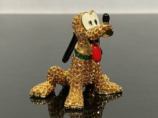 Rare Swarovski Arribas Disney Pluto Dog Enamel Miniature Art Statue Figurine