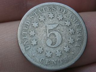 1871 Shield Nickel 5 Cent Piece - Rare Key Date
