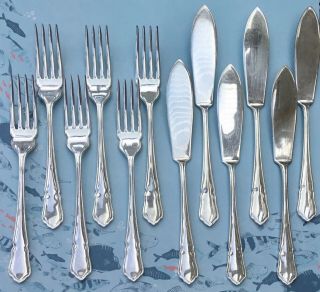 Dubarry 12pce Fish Knives & Forks Set For 6 Epns Silver Plate Sheffield England