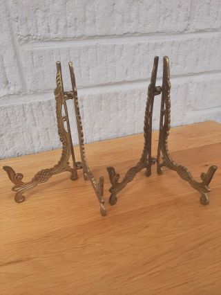 Matching Brass Art Noveau Style Picture/plate/display Stands.  16.  5cm.