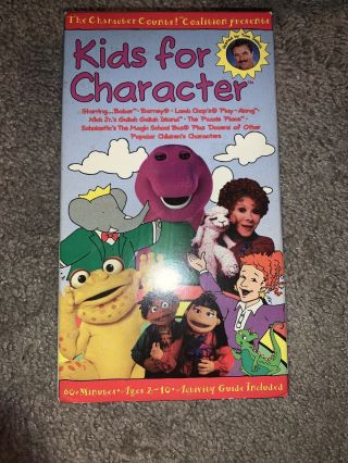 Barney The Character Counts: Kids For Character Vhs 1996 Lyrick Rare Oop Htf