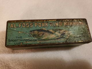 Antique/vintage Al Foss Pork Rind Minnow " Oriental Wiggler " No.  3.  Box