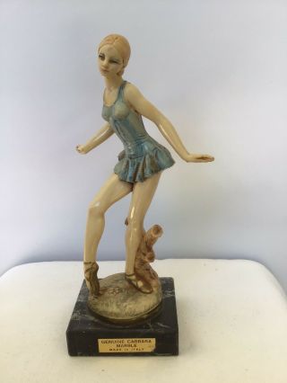 Large Rare Vtg Ballerina Figurine Fontanini Italy Carrara Marble Base 7 - 1/2 " 1b