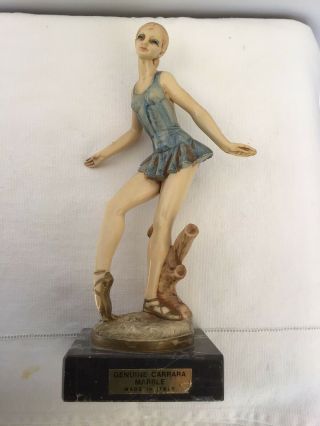 Large Rare Vtg Ballerina Figurine Fontanini Italy Carrara Marble Base 7 - 1/2 