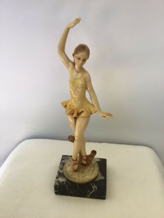Large Rare Vintage Ballerina Figurine Fontanini Italy Carrara Marble Base 1lyt
