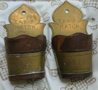 Attractive Antique Wwii Brass & Copper Spill / Match Holders - Trench Art?