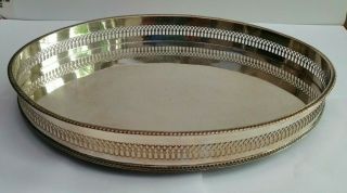 Antique/vintage Large Silver Plate On Copper Galleried Tray