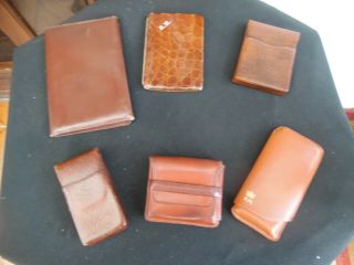 Antique Crocodile Leather Card Case With 5 Other Leather Cases