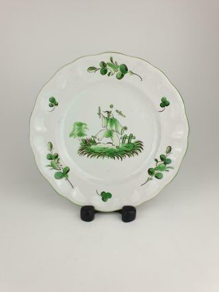 Fine Antique French Faience Plate,  Moustiers,  Chinoiserie,  Juggler Green