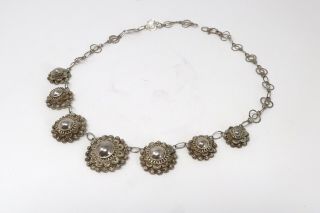 A Great Antique Art Deco Sterling Silver 925 Siam Filigree Chain Necklace 23657