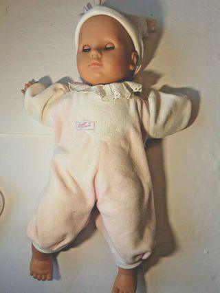 Max Zapf Creations Baby Doll 16 In Sleepy Blue Eyes Cap Vintage Rare 1988 Dt9