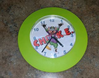 Vtg Chuck E Cheese Green Ticket Toy Prize Clock Pizza Rare Mouse E.  7 " Aa