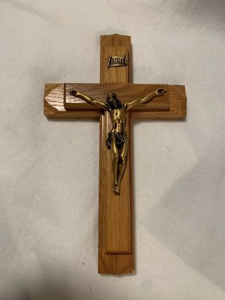 Large Vintage Catholic Crucifix Antique Metal Jesus Wooden Cross W/compartment