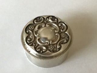 Pretty Victorian Solid Silver Pill Box,  Hallmarked For 1899