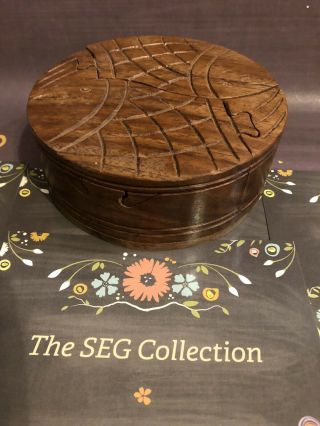 Wooden Fish Puzzle Box,  Hand Made In India,  Ten Thousand Villages Wood Rare Find