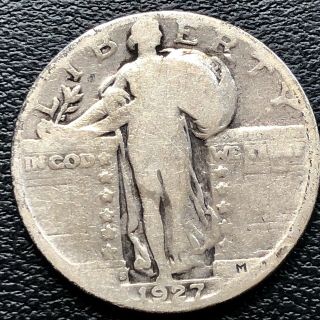 1927 S Standing Liberty Quarter 25c San Francisco Circulated Rare 18945