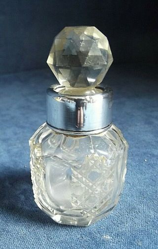 Small Solid Silver Topped Lotion / Scent Bottle Birmingham 1921