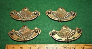 Set Of 4 Antique Brass Drawer Handles.