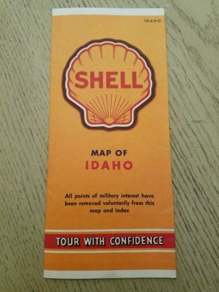Ex Rare 1942 Shell Oil Gas Idaho State Highway Road Map Wwii Ww2 Pocatello Boise