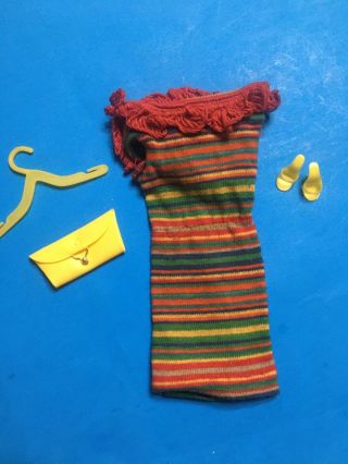 Vintage 1960’s Barbie Doll Pak Knit Dress,  And Accessories By Mattel.