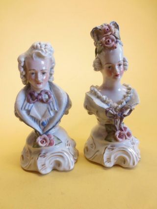 2 Vintage Cordey Porcelain Victorian Couple Man & Woman Figurine Set