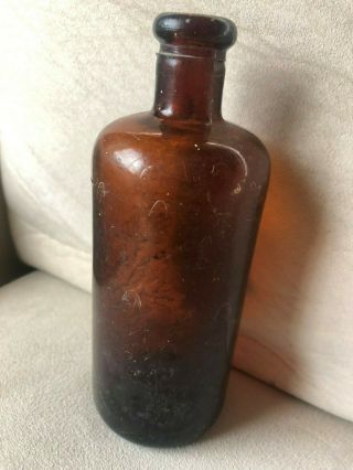 Rare Antique Amber Glass Apothecary Bottle
