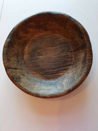 Antique Rustic Wooden Hand - Carved Bread Dough Bowl Folk Art.  Rustic Beauty.  32cm
