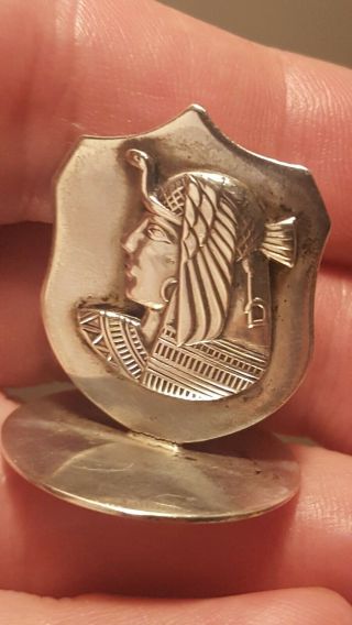 Rare Sterling Silver Egyptian Revival Pharaoh Place Card Holder King Snake Menu