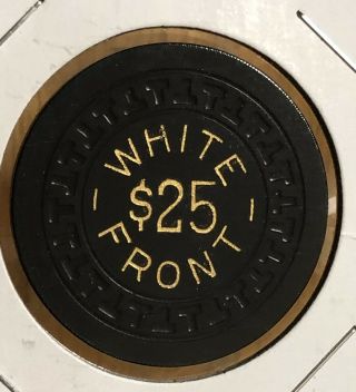 $25 “white Front” Casino Hot Springs Arkansas Illegal Poker Chip Rare Vintage