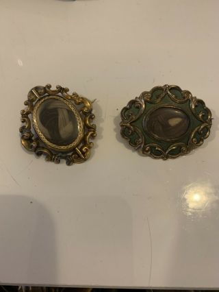 Antique Gold/yellow Metal Mourning Brooches For Age