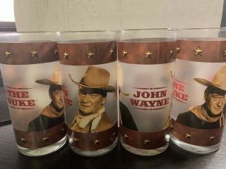 One (1) John Wayne The Duke Glass Tumbler Vintage Brown Vandor Rare Collectible