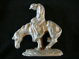 Antique Vintage Cast Iron Indian Chief On Horse Statue Or Figurine 5 3/4 " Tall