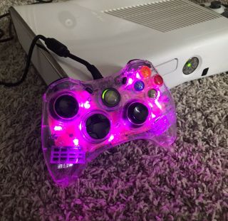 Clear After Glow Xbox 360 Controller Led Purple Oem Pl - 3602.  Rare - - Exc