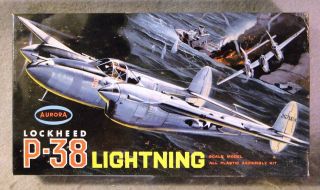 Aurora Approx 1/84 Scale P - 38 Lightning Rare Vintage Plastic Model Kit