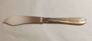 Victorian Sheffield Antique Spreader Butter Knife Sterling Silver Mother Pearl 3