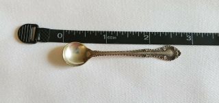 Vintage Sterling Silver Mini Salt Spoon,  2.  75 " Patina Unbranded