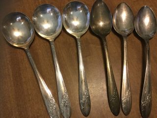 Oneida Community Queen Bess Ii Tudor Plate 3 Round And 3 Oval Soup Spoons