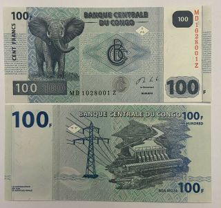Congo D.  R.  100 Francs 2013 Z - Suffix Unc Rare Replacement