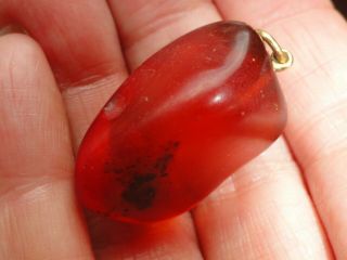 Antique Vintage Large Amber With Inclusions Pendant 22 Ct Fixing 6,  21 G Rare