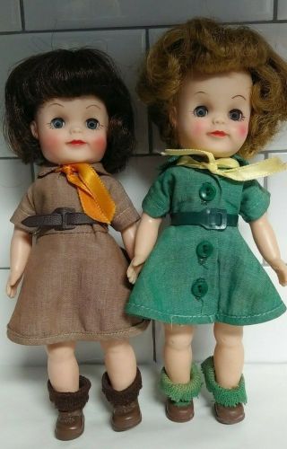 2 Vintage 1960s Effanbee Brownie & Girl Scout Dolls 8 ½ Inch