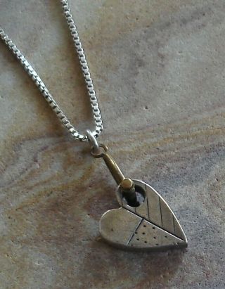 Rare Vintage Thomas Mann Sterling Silver Bronze Heart Pendant Necklace 12.  4 Gram