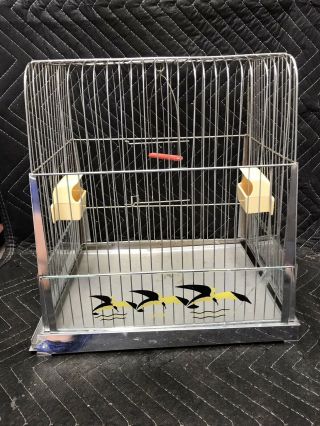 Rare Antique Genykage Bird Cage With Accessories Vintage England Art Deco