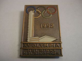 Rare Old 1952 Olympic Games Helsinki Enamel Brooch Pin Badge