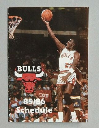 1985 - 1986 Michael Jordan Rookie Year Chicago Bulls Season Pocket Schedule Rare