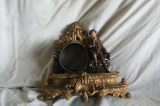 Antique French Gilded Spelter Figural Mantel Clock Case Only - 19th C.