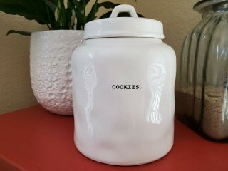 Rae Dunn Cookie Jar Cookies By Magenta,  Lg Wide Tall/heavy/rare Typewriter Font