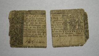 1767 Four Dollars Annapolis Maryland MD Colonial Currency Note Bill $4 RARE 2
