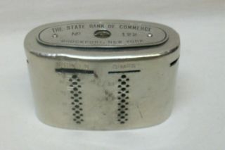 Antique " The State Bank Of Commerce " Steel Coin Bank No.  122,  Brockport,  Ny