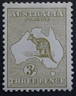 Rare 1913 Australia 3d Olive Kangaroo Stamp Die 1,  1st Wmk Variety In Frame