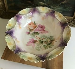 Antique Rs Prussia Large Bowl,  Fabulous Purple Color Lustreware